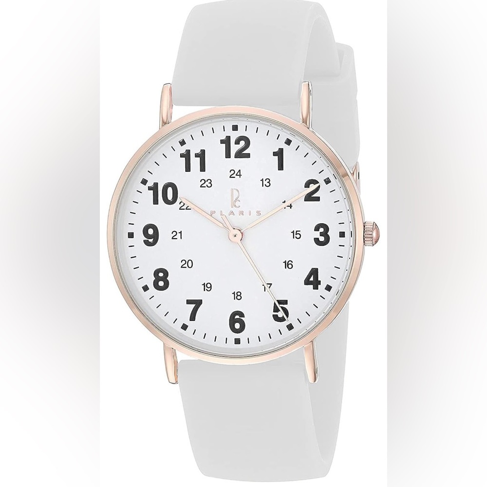 Plaris Women’s Wristwatch: White and Rose Gold